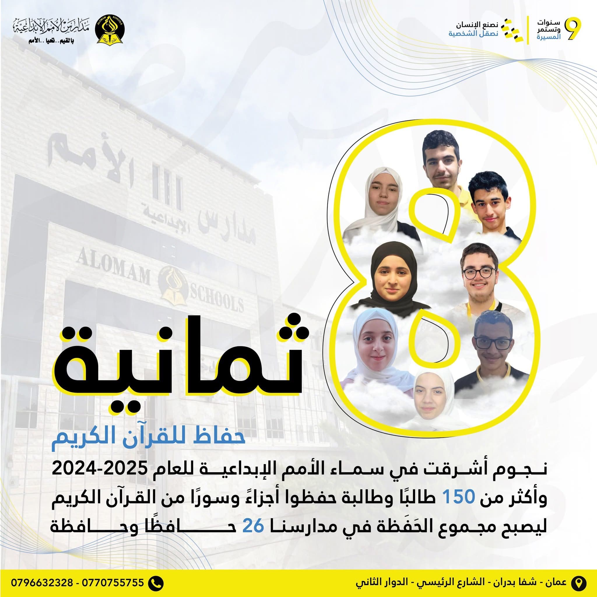 ثمانيةُ نجومٍ أشرقت في سماء مدارس الأمم الإبداعية
