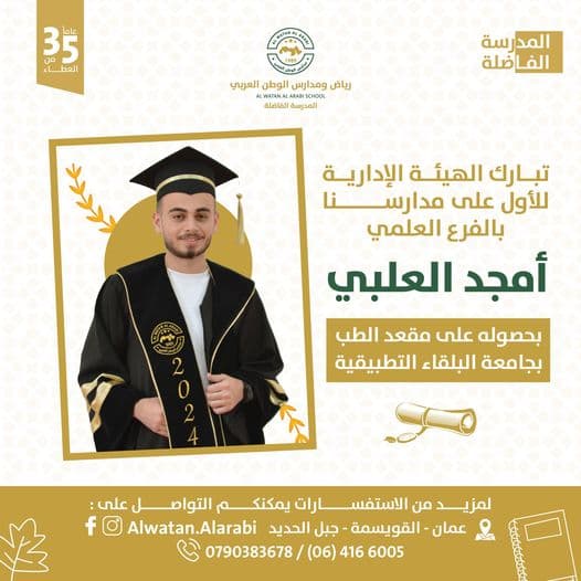نبارك للأول على مدارسنا بالفرع العلمي أمجــــــــــــد العلبـــــــــــــي
