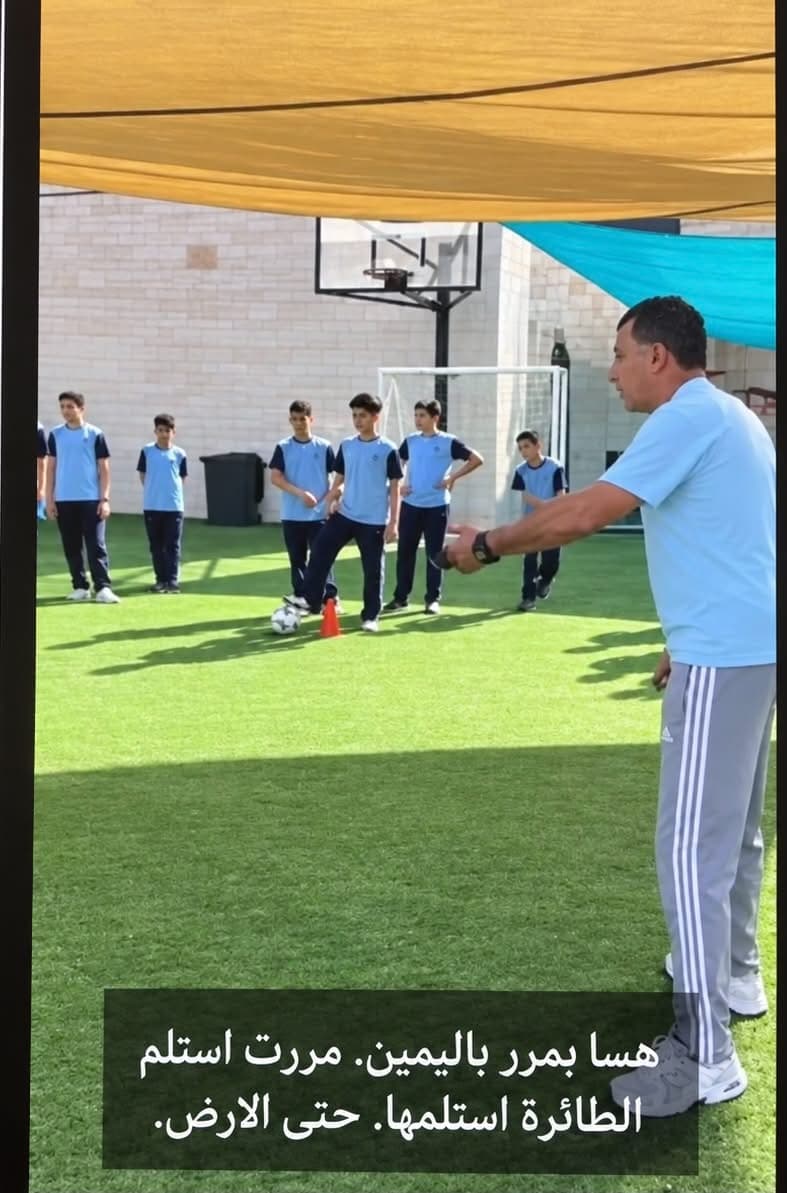 A part of the football training under the supervision of teacher Alaa Shabana