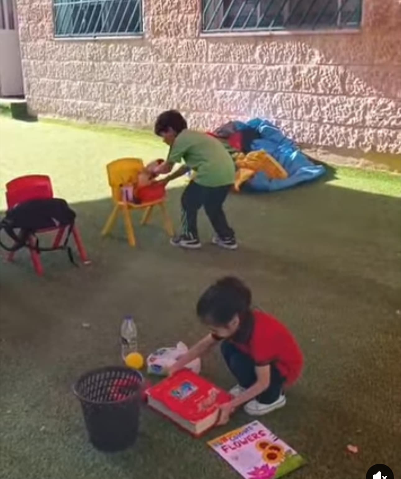 We had fun outside playing a game