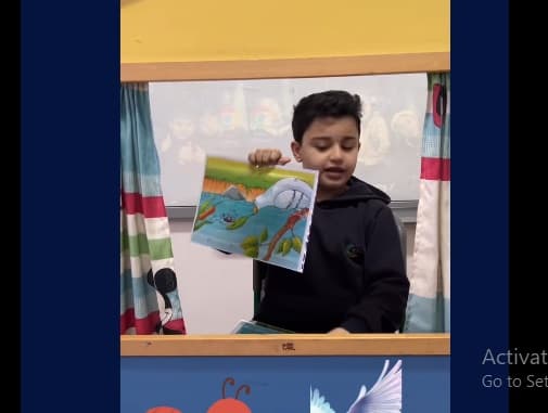 Karam from Grade 1 amazed us with his expressive retelling of ‘The Ant and the Dove.
