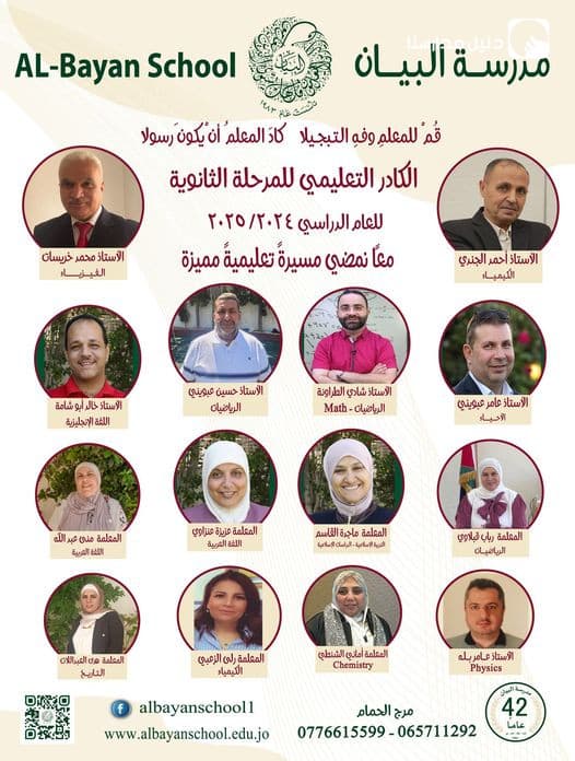 الكادر التعليمي للمرحلة الثانوية في مدرسة البيان للعام 2024-2025
