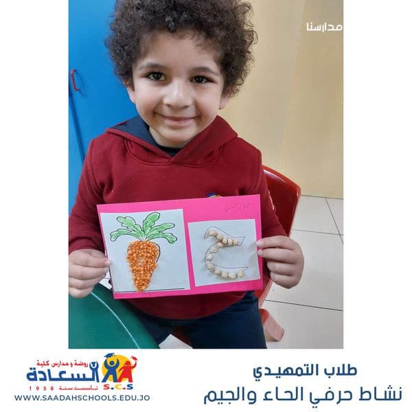 نشاط حرفي الحاء (حمص )والجيم(جزر) لطلاب الصف التمهيدي