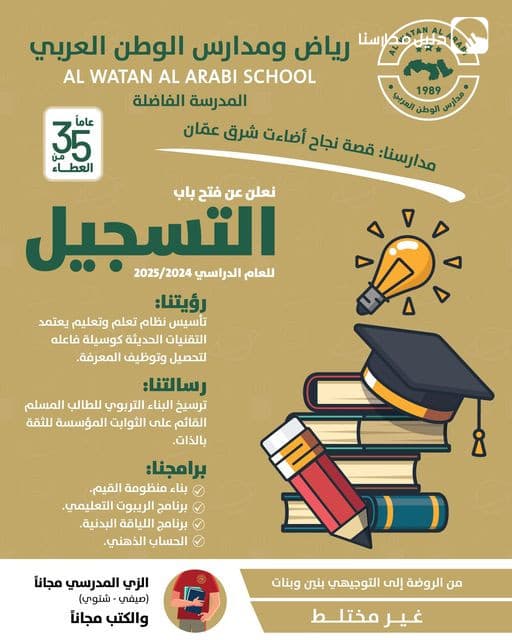 يسرّنا الإعلان عن فتح باب التسجيل للعام الدراسي 2025-2024!