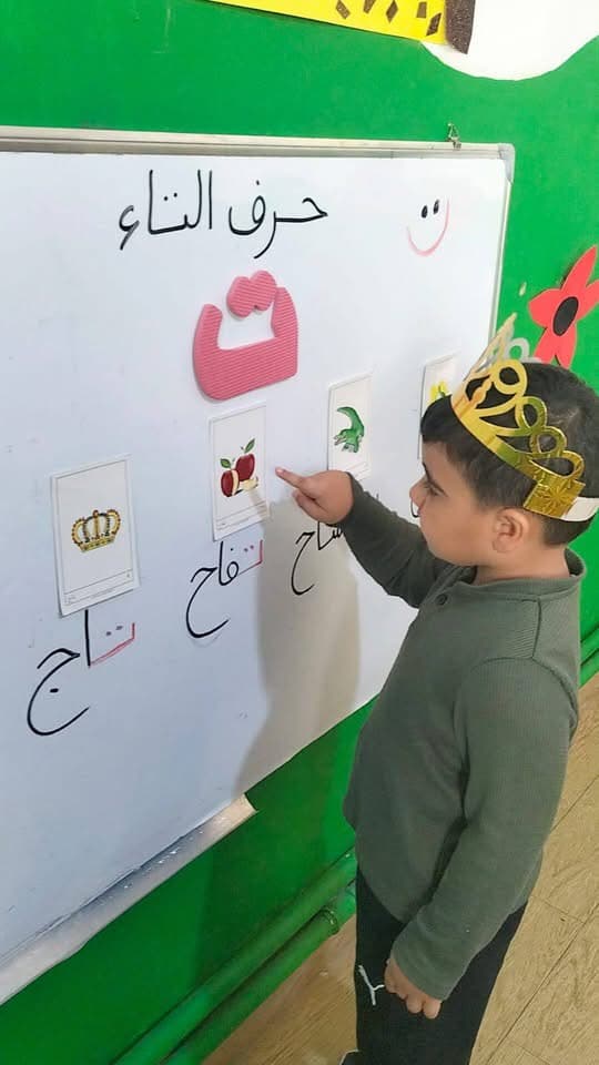 حرف التاء: تفاح🍎🍏تمساح🐊 تاج👑