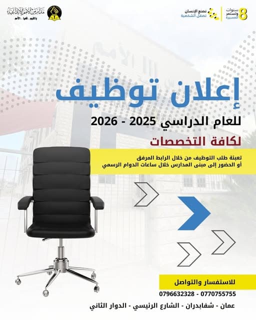 مدارس الأمم الإبداعية تعلن عن توفر شواغر للعام الدراسي 2025 - 2026 لكافة التخصصات